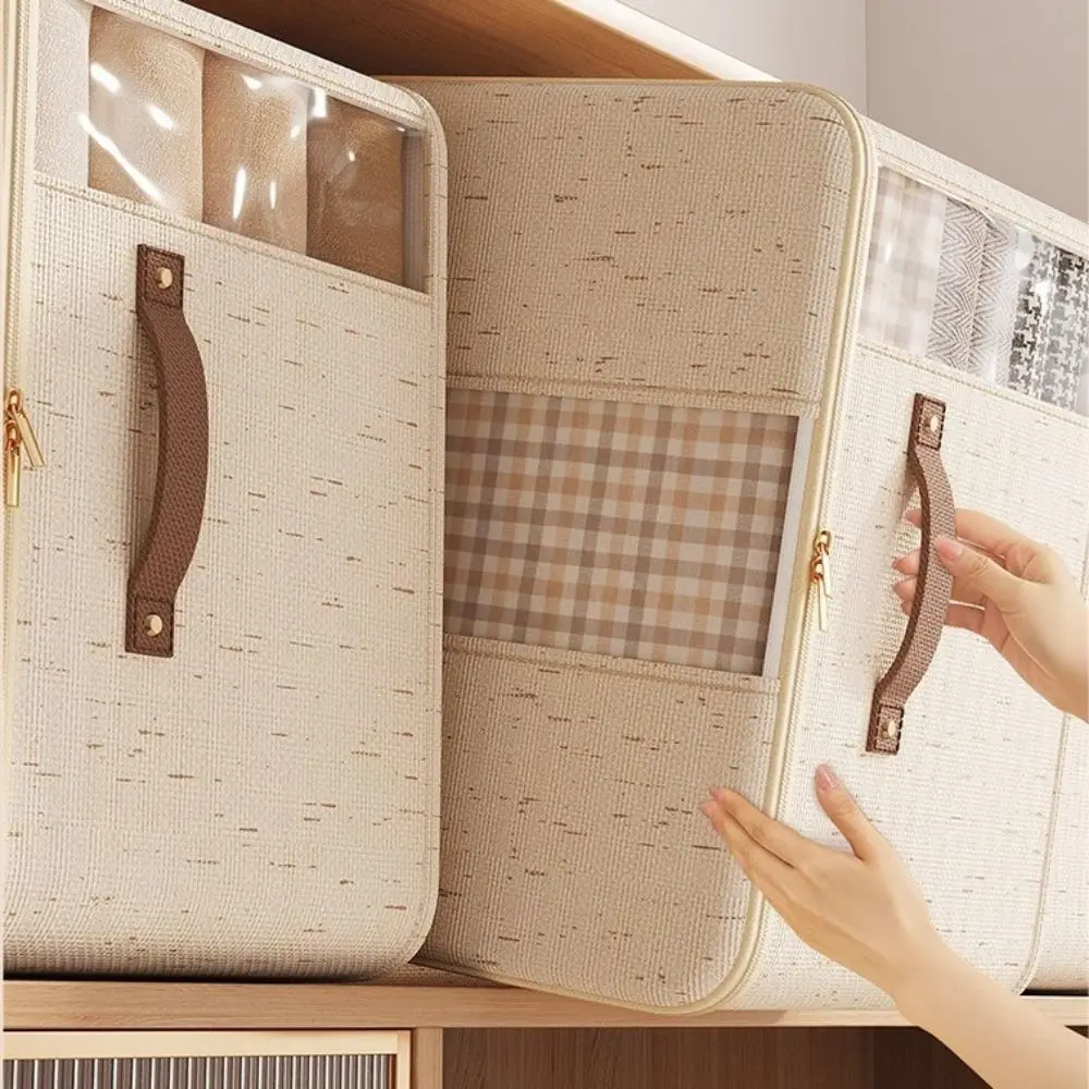 sac de rangement pour vêtements et couettes visibles, pliable, anti poussière, conteneur à fermeture éclair, grande capacité avec couvercle, sacs de couette pour couverture