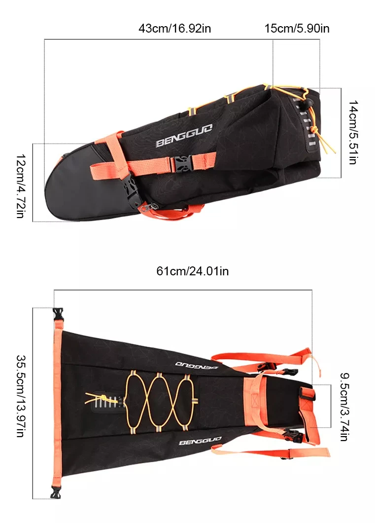 sac de dégager de vélo étanche de grande capacité 10l, sacoche arrière de cyclisme, accessoires de coffre d'extérieur