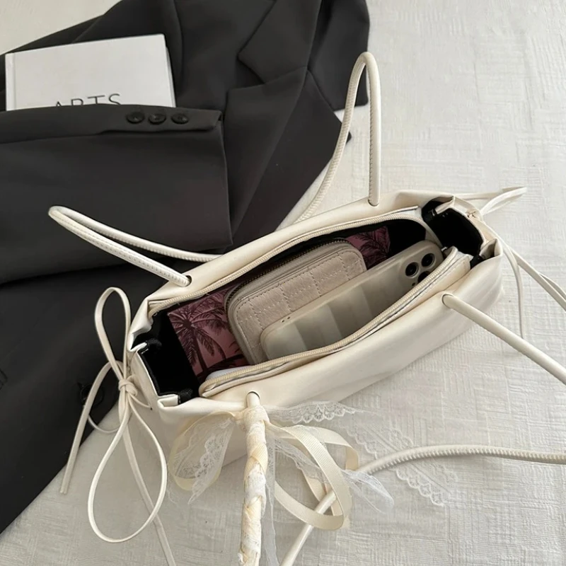 sac carré français élégant avec nœud coréen, sac de haute qualité en pu, niche simple style ballet, sac à bandoulière, nouveaux sacs décontractés pour femmes