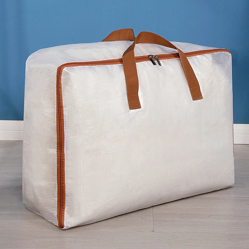 1 sac de rangement en pvc imperméable transparent extra large avec fermeture éclair et poignée sac de rangement carré polyvalent pour couettes, beddi