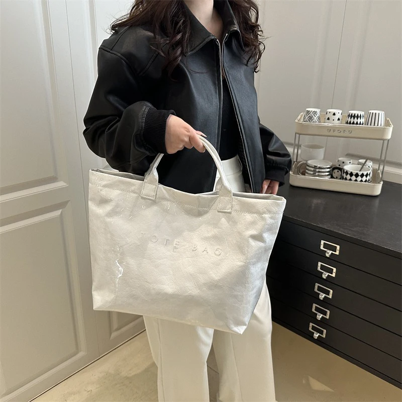 sac fourre tout, lettre rétro, sac à main polyvalent décontracté, minimaliste transparent, simple, banlieue, sac de grande capacité pour femmes