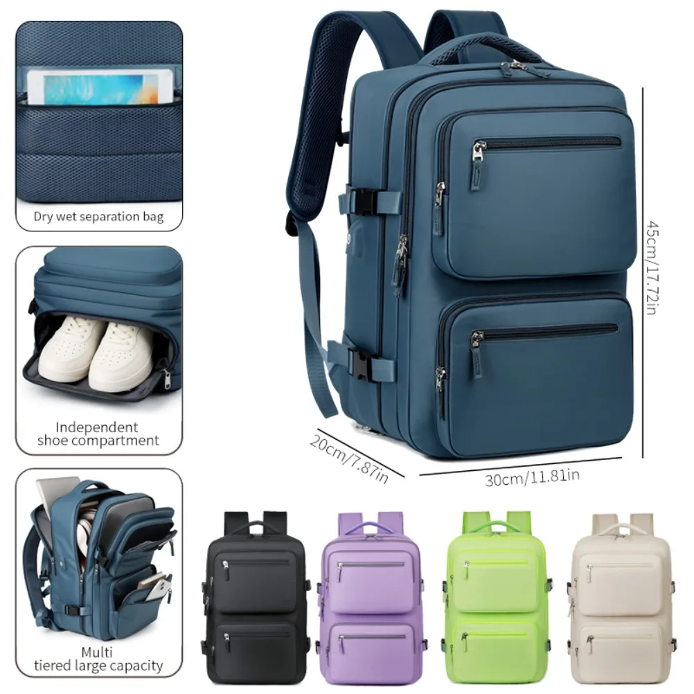 grand sac à dos de voyage élargi pour femmes et hommes, sac de cabine multifonctionnel pour avion, étanche, avec chargement usb