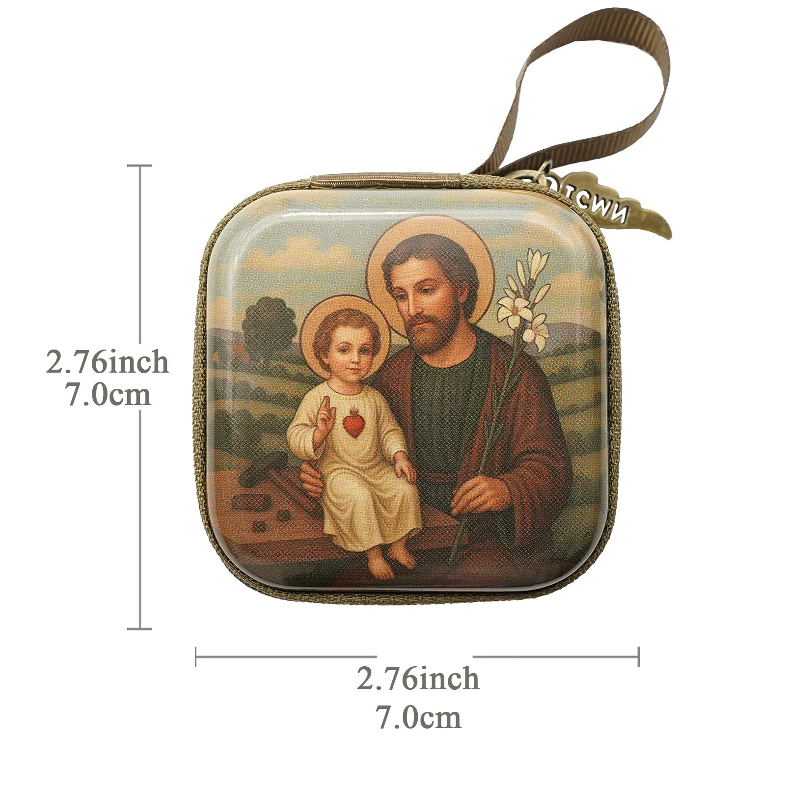 porte monnaie carré, sac chapelet vierge marie, boîte de rangement de perles de prière de jésus, organisateur de bijoux religieux, cadeau chrétien pour femmes et hommes