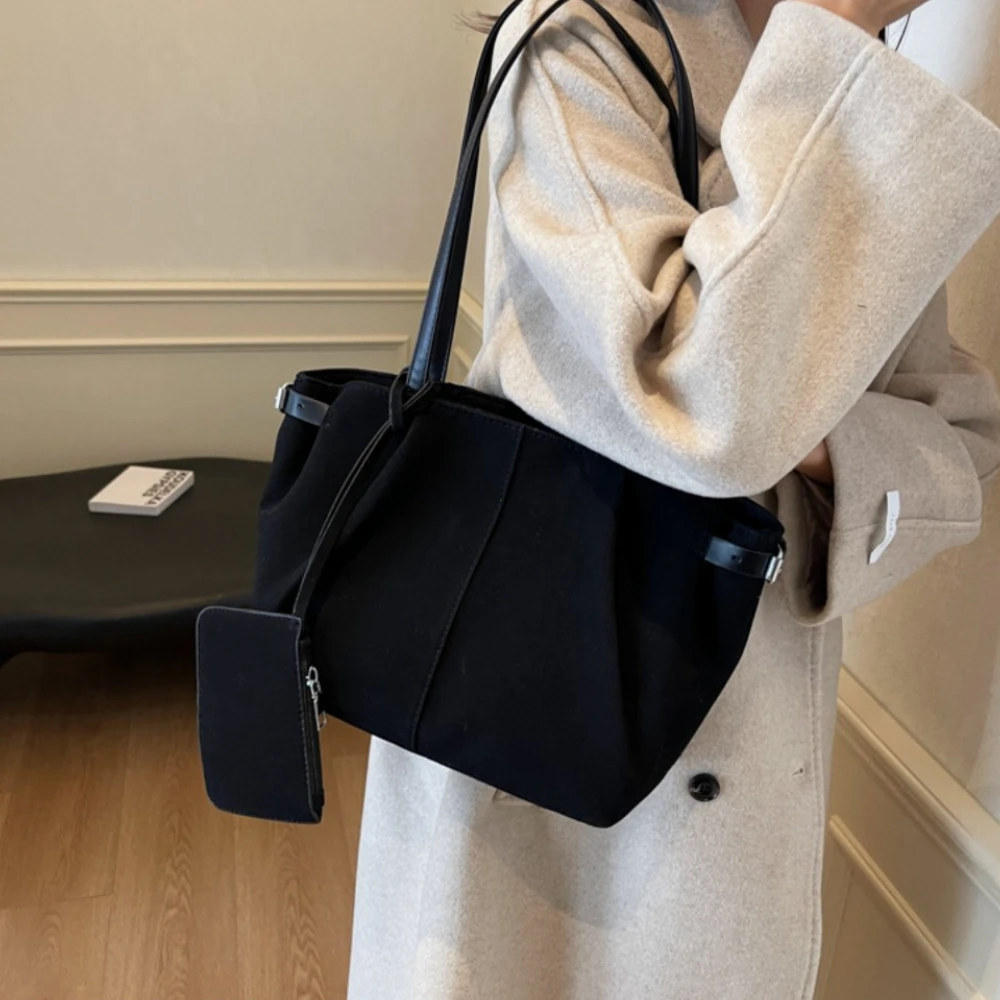 sac fourre tout en daim pour femmes avec poche intérieure, sac sous les bras avec fermeture éclair, sac cartable de couleur unie pour le travail, sacs à main et sacs à main de voyage 2025