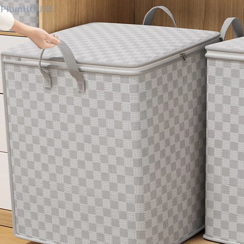 sac de rangement de couette non tissé avec fermeture éclair veds, vêtements pliables, bacs de couette, conteneur, grande capacité, sac anti-poussière, organiser