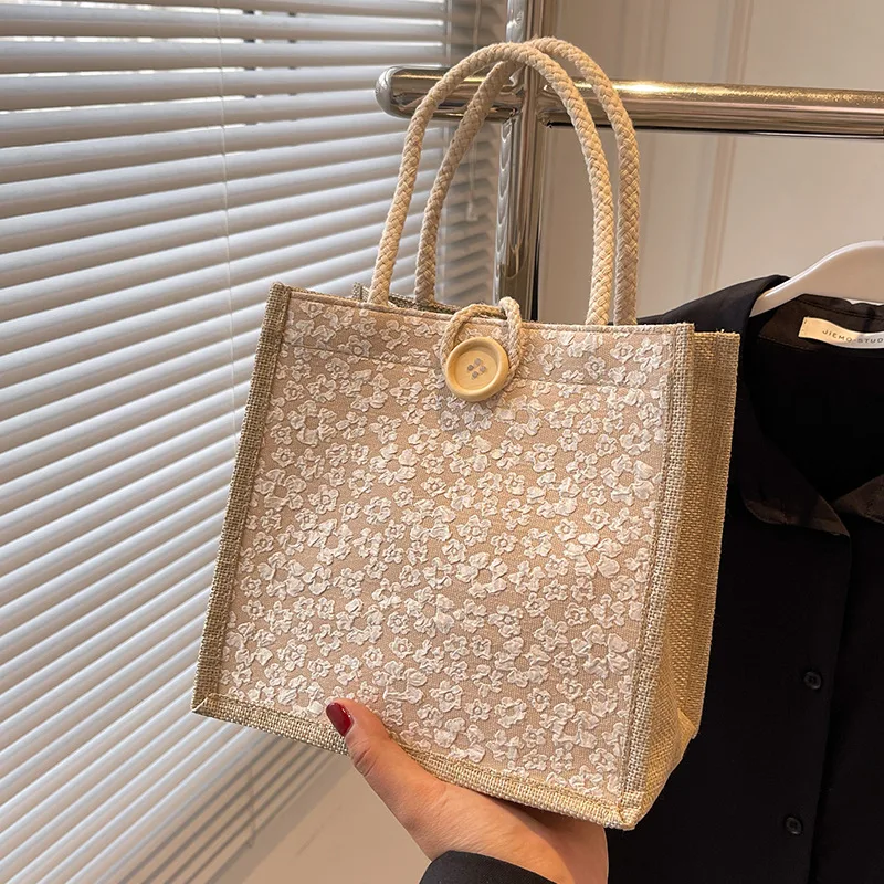 sac à main en chanvre de luxe pour femmes, fourre tout tendance de style bento, sac à main esthétique pour le travail et les événements serrés