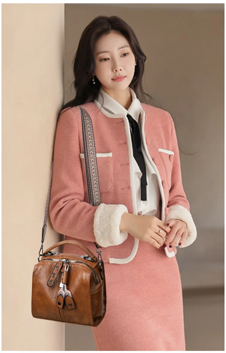 2025 nouveau sac boston cuir souple pour femmes, style oreiller à la mode, épaule/sac à bandoulière polyvalente décontractée