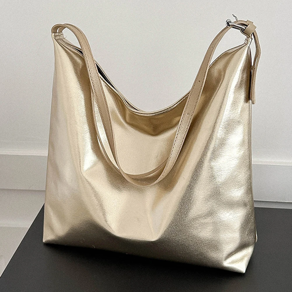 Sac à provisions de luxe pour femme, sac à main à poignée supérieure en PU, sac fourre-tout en cuir décontracté, haute capacité, argent, or, designer, mode