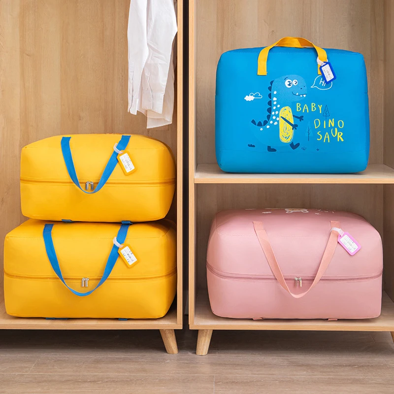 sac de rangement de couette, sac d'emballage mobile, tissu non tissé, sac de rangement de couette d'étudiant de grande capacité, sac à main portable de dessin animé