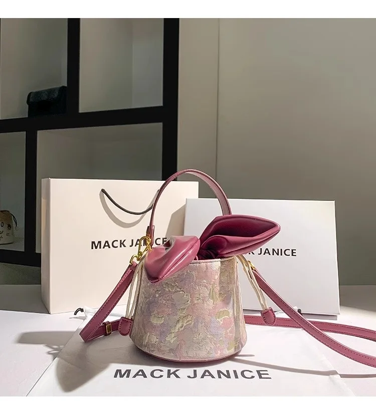 sac à main brodé avec nœud papillon pour femme, sac à main décontracté pour femme, sac messager initié, haute qualité, luxe, mode féminine, e27