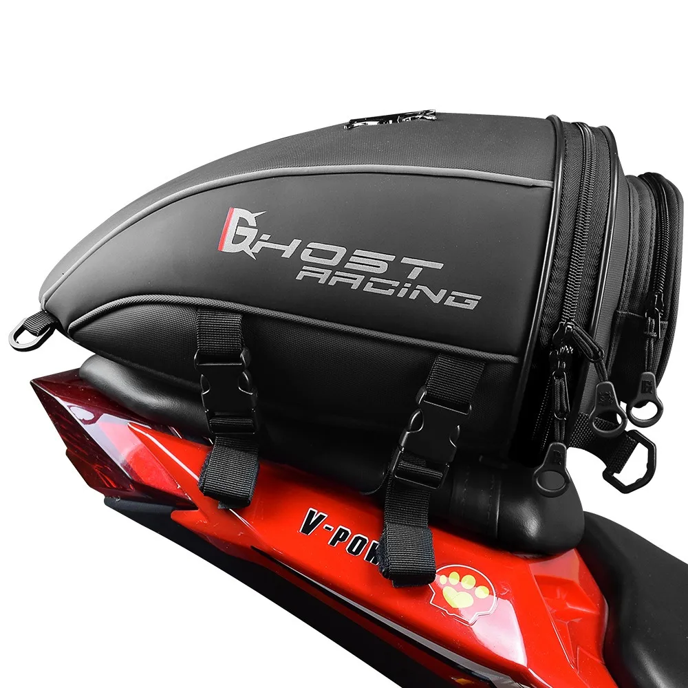 sac arrière de moto en cuir pu, sac de selle, sac de siège arrière, sac à bandoulière, sac d'équitation de voyage de course de moto, sac à main