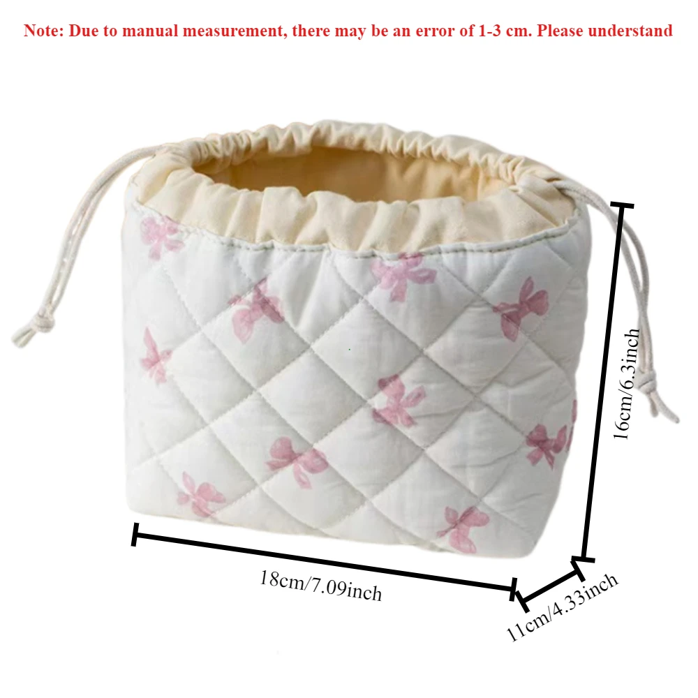 trousse de maquillage matelassée, trousse à cosmétiques florale, trousse de toilette de voyage mignonne, pochette à cordon esthétique douce rembourrée pour femmes et filles