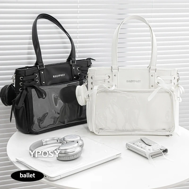 bandage bow ita sac haute capacité sous les bras sac femme douce fille transparent bolsos mujer sacs à bandoulière pour femme carré bolso
