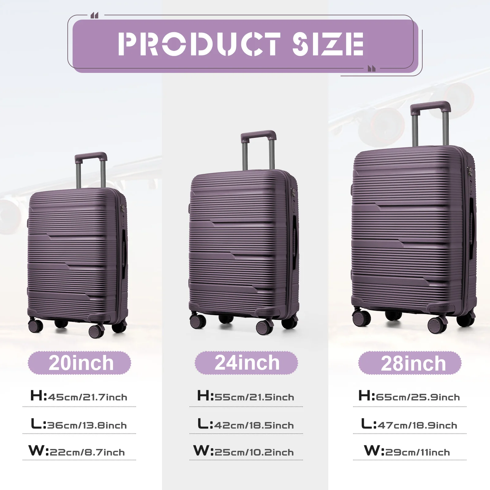 grands ensembles de valises de voyage 3 pièces avec sac de voyage, valises à carreaux avec roulettes, ensembles de bagages à main, cabine de boîte de voyage 55x42x25