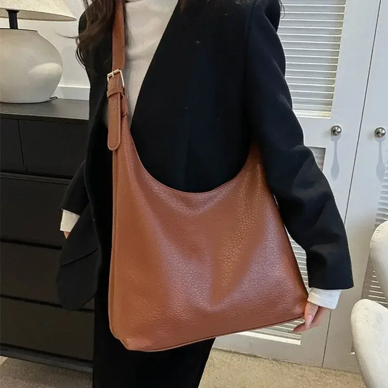 sac fourre tout en cuir pour femmes, tendance, simple, grande capacité, sac à bandoulière, sacs à main, sacoches, 2024