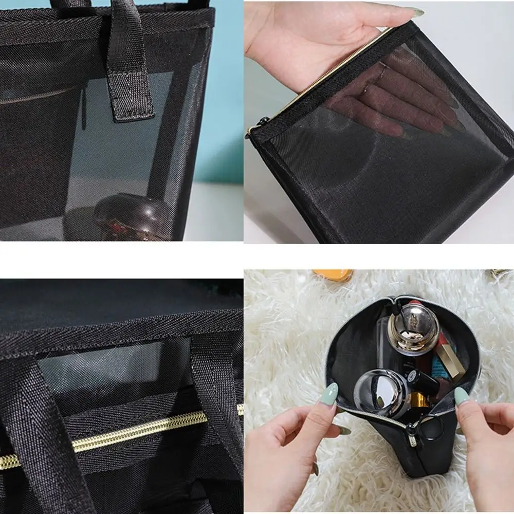 sac carré de grande capacité, pochette de lavage noire, étui de rangement, étuis à cosmétiques, sac à cosmétiques en maille, trousse de toilette, sacs de maquillage