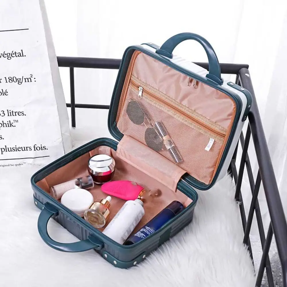 mini valise de voyage 14 pouces, boîte à cosmétiques, valise à main, trousse de maquillage, petite boîte à mot de passe, valise d'embarquement