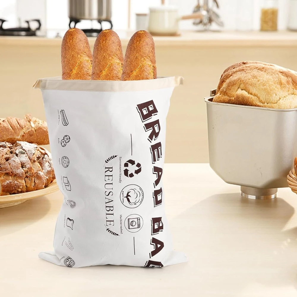 sac à pain biologique réutilisable, pour pain fait maison, cadeau pour donner du pain frais, récipient avec double doublure, grand pain