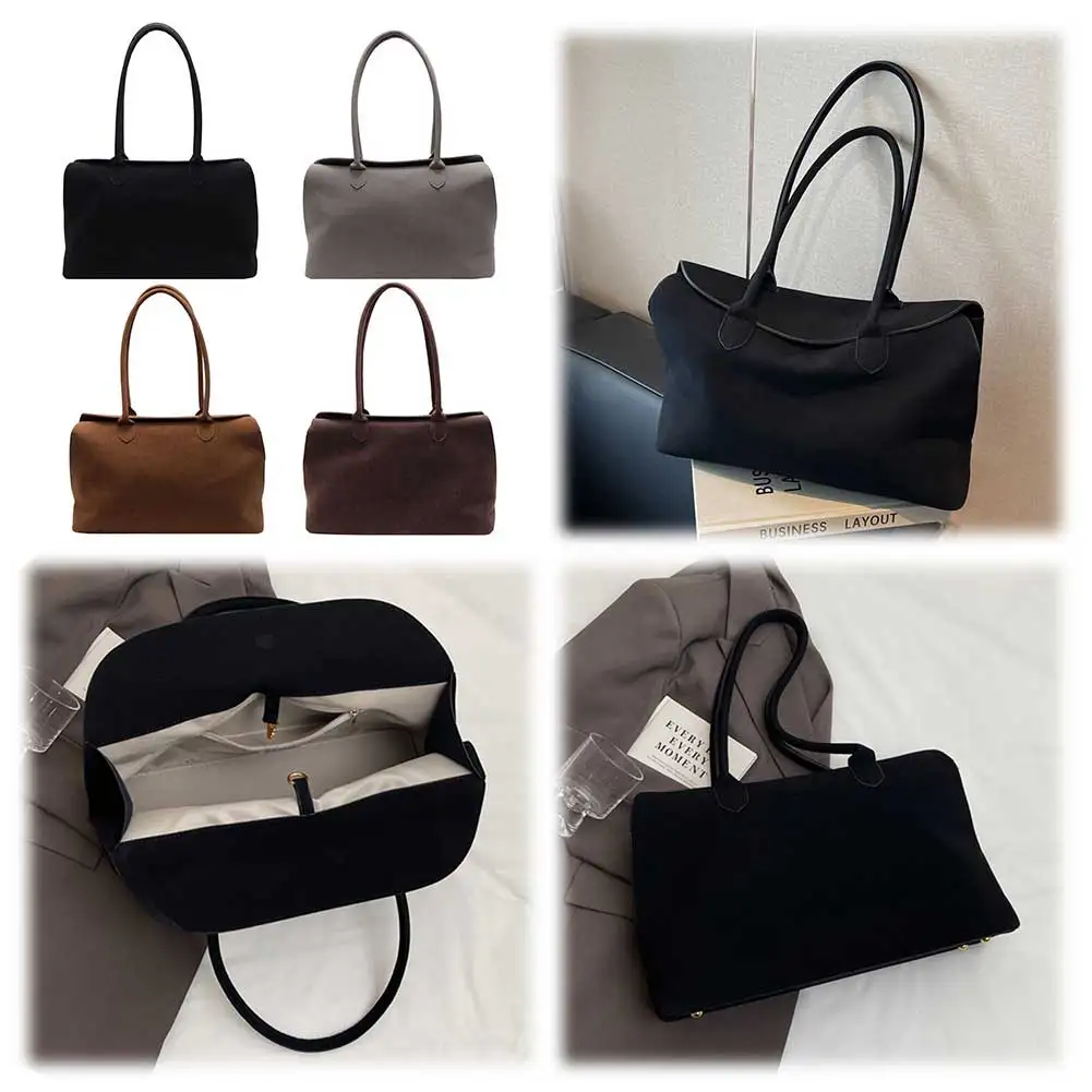 sac de travail en daim avec poche intérieure pour hommes et femmes, sac sous les bras, fourre tout à documents solides, cartable, sac de voyage, initié