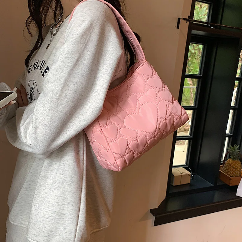 sacs fourre tout pour femmes oxford sacs à main de luxe de créateur sac à main mode coeur hiver petit sac à bandoulière matelassé rembourré sac à poignée supérieure
