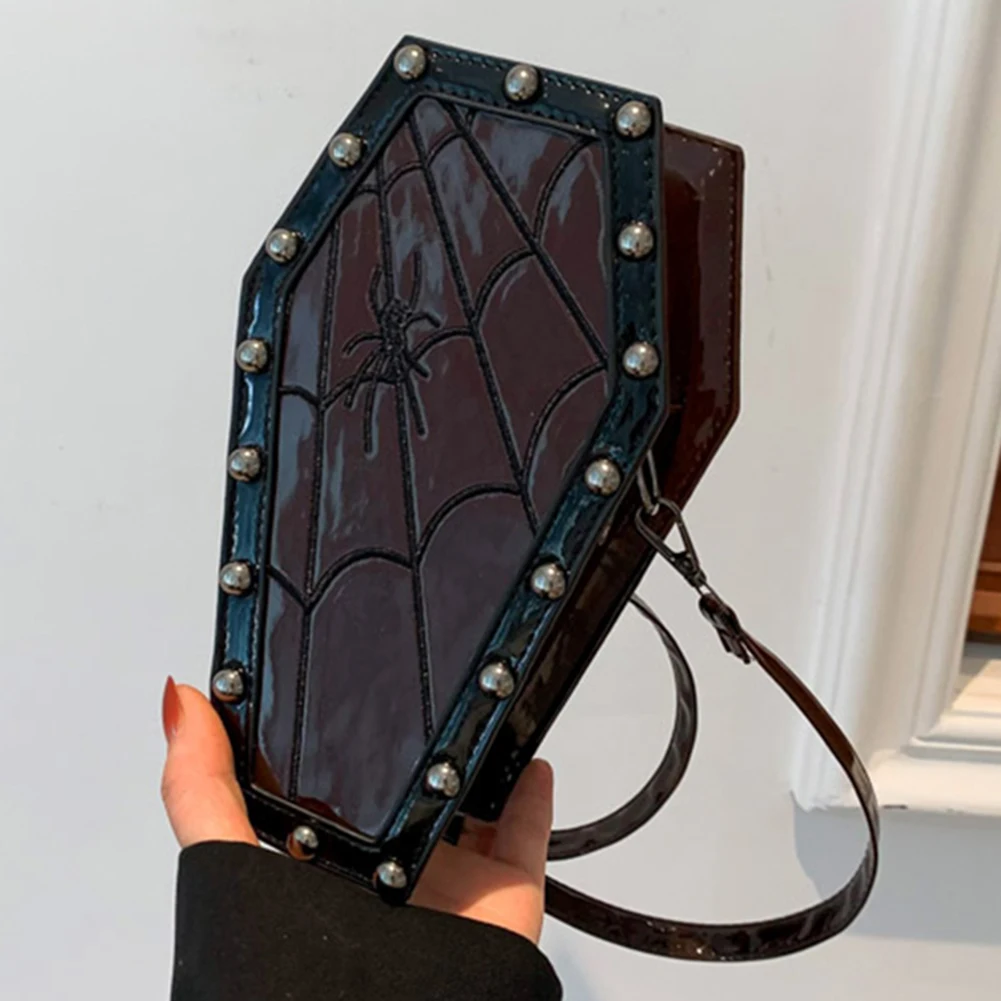 femmes cercueil sacoche sac à main dessin animé gothique sac à bandoulière sangle réglable sac de téléphone portable sac cartable décontracté halloween sac de bonbons