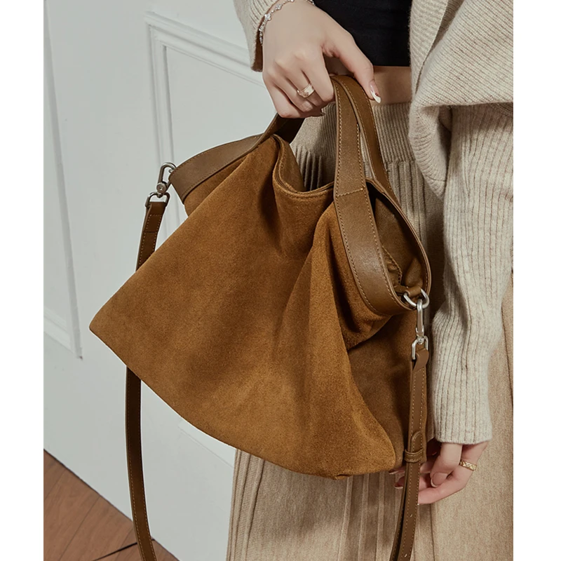 burminsa peau de vache daim véritable cuir hobo fourre-tout sacs à main pour femmes 2025 luxe concepteur shopper dames épaule sacs à bandoulière