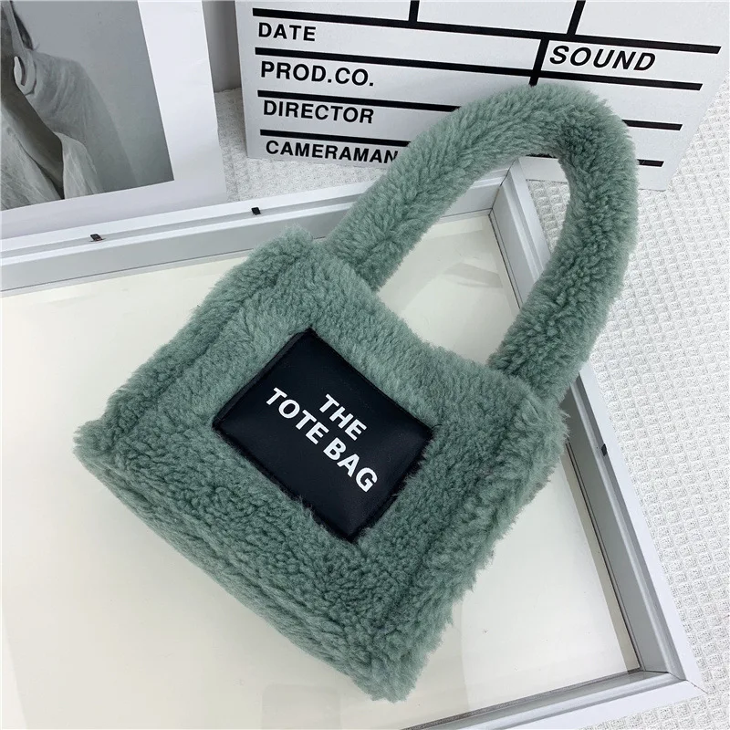 sac fourre tout en laine d'agneau pour femme, sac à main de luxe, sacs à bandoulière initiés, fourre tout à la mode, hiver