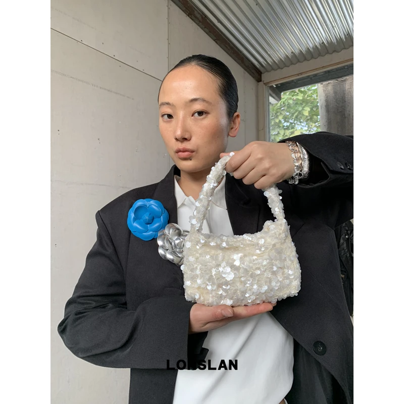 sac hobo à paillettes pour femmes, sac de soirée tissé, pochette creuse, sac à bandoulière de voyage et de vacances