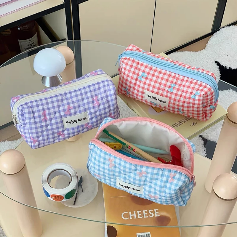 sac à cosmétiques matelassé pour femmes, 3 types, grande capacité, organisateur de voyage, sac de toilette, motif de nœud papillon mignon, sac de rangement à fermeture éclair pour maquillage