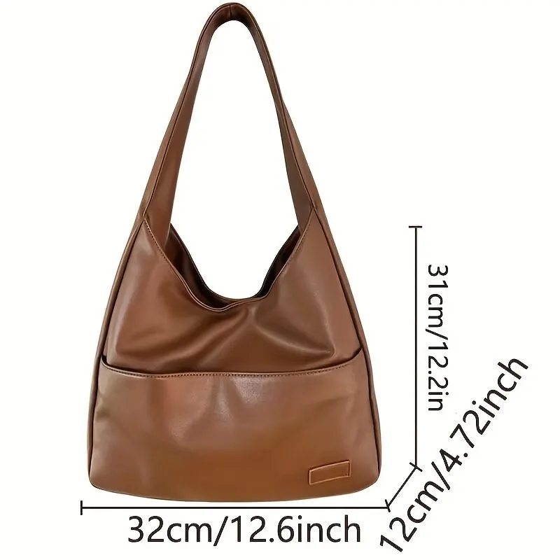 femmes hobo sac simple pu en cuir solide sac À bandoulière 2023 mode grande capacité sac À main pour le travail scolaire