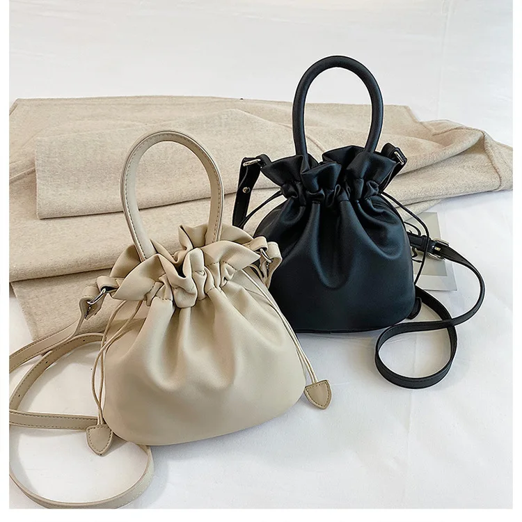 mini sac seau japonais à cordon, sac à bandoulière portable simple