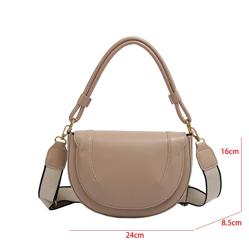 sac de selle design sac à main solide en cuir pu sac de messager femmes petit sac à bandoulière demi cercle avec sac à bandoulière à poignée courte