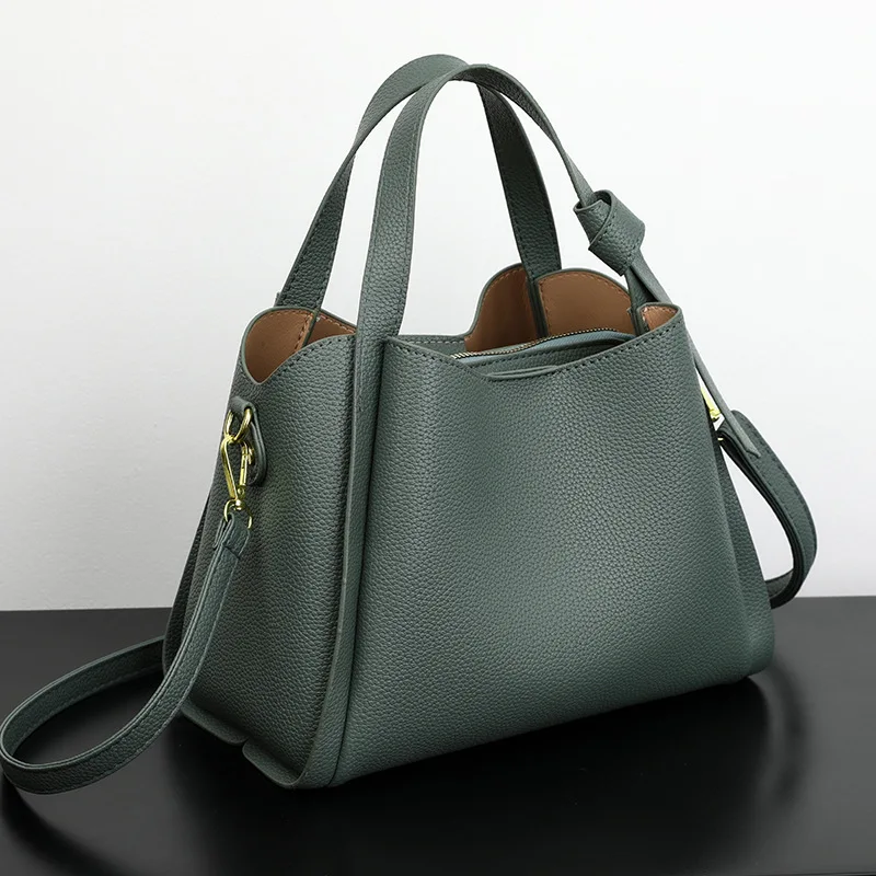 sac à main pour femme en cuir souple 2025, sac à bandoulière élégant et polyvalent de style panier avec option bandoulière, fourre tout seau élégant.