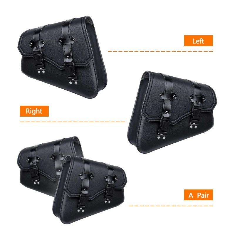 sacoches latérales de moto en cuir, sac de selle, outil de rangement de bagages latéraux pour honda, suzuki, yamaha, poudres, universel