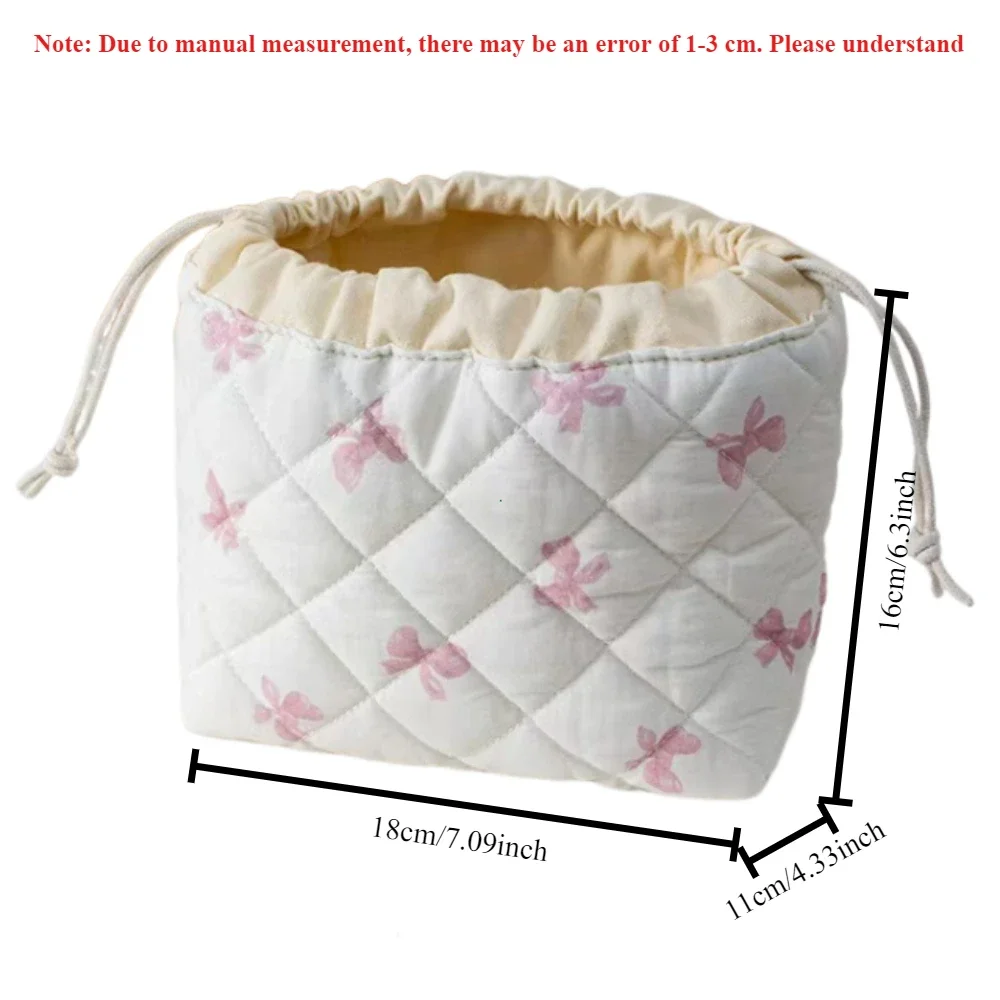 trousse de maquillage matelassée, trousse à cosmétiques florale, trousse de toilette de voyage mignonne, pochette à cordon esthétique douce rembourrée pour femmes et filles