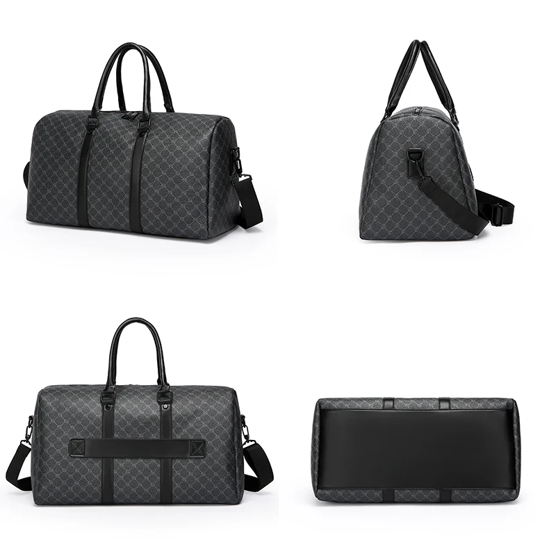 sac de voyage noir pour hommes, sac de voyage d'affaires de grande capacité, sac à main classique imprimé complet, sacs à bandoulière pour hommes