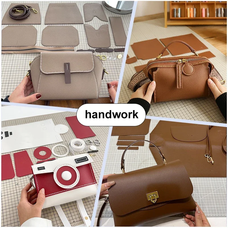 ensemble de sacs carrés de fabrication à la main, sac cousu à la main en cuir pu, kit de bricolage fait à la main, matériel de couture, kits d'artisanat de couture pour accessoires de sacs