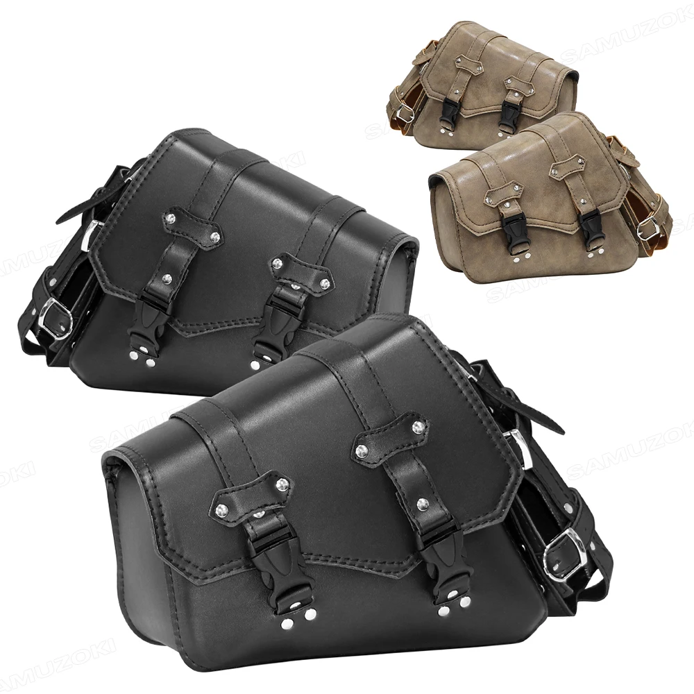 sac de bouteille d'eau à boucle de mode rétro, sac de dégager, sac de rangement, sac à outils de voyage latéral, étanche, cuir pu, moto, universel