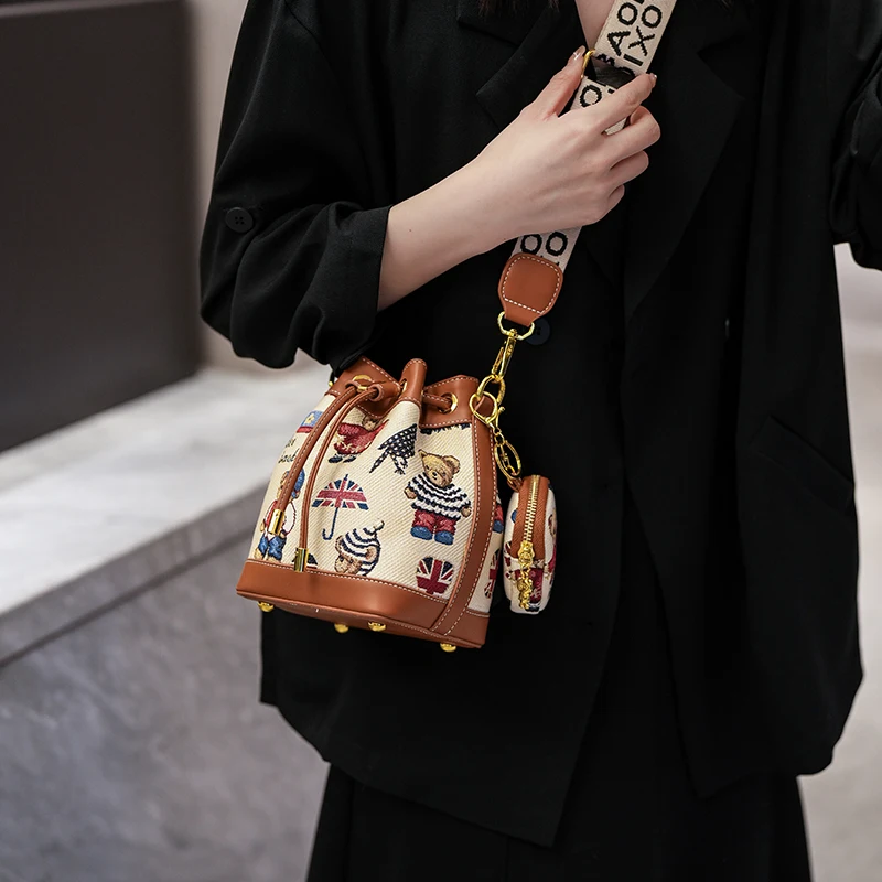 mode femmes sac à bandoulière sac seau pour femmes 2025 femmes dessin animé ours léger luxe polyvalent bandoulière femmes sac à main