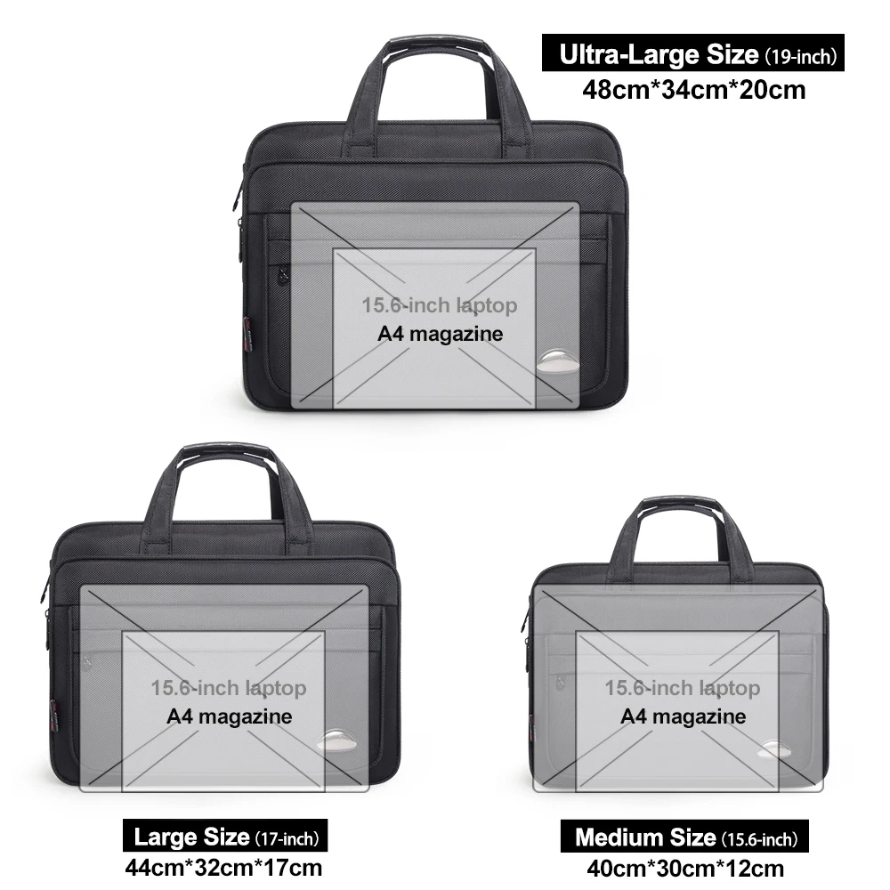 porte documents de grande capacité pour hommes, sac d'affaires 15.6 pouces 17 pouces 19 pouces, sac pour ordinateur portable, sacs à bandoulière, sacs à main en toile, sacoche