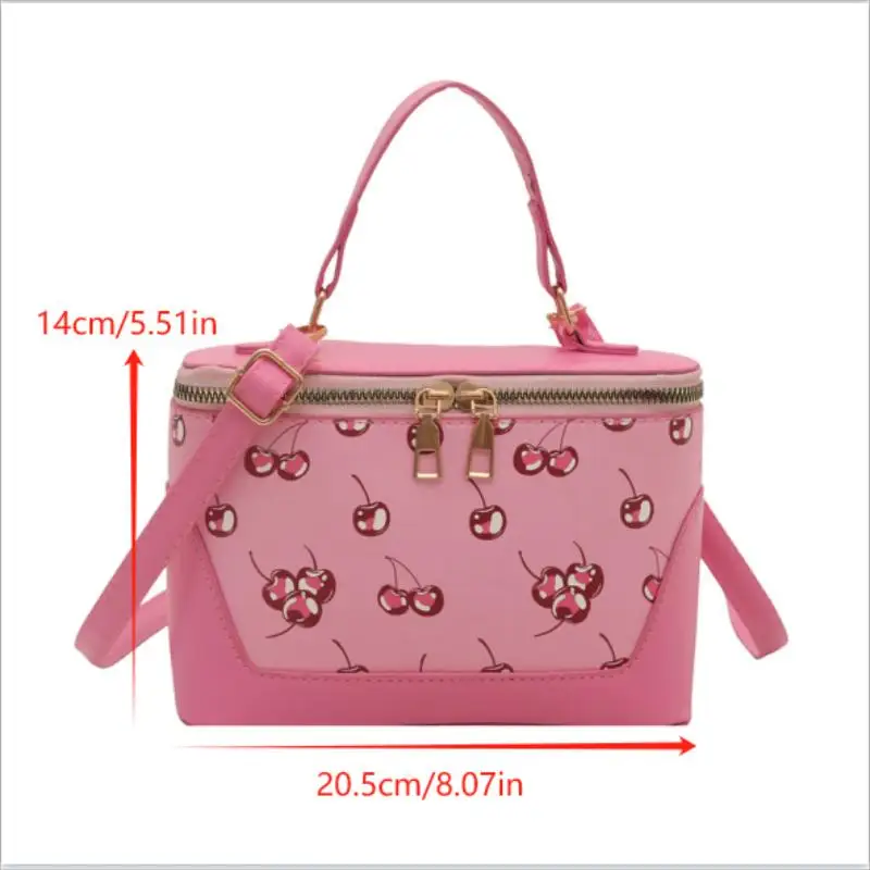 petit sac carré chic en pu avec design cerise, sac à bandoulière tendance pour femmes, sac à main de banlieue sophistiqué