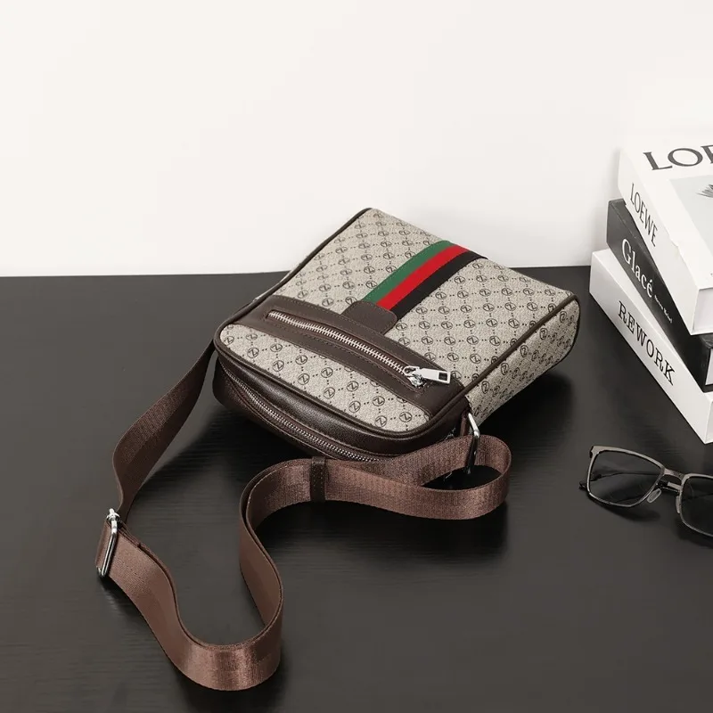 sac à bandoulière carré pour hommes, design de luxe, sacs à bandoulière mode plaid lettre imprimée, sac à bandoulière pour hommes