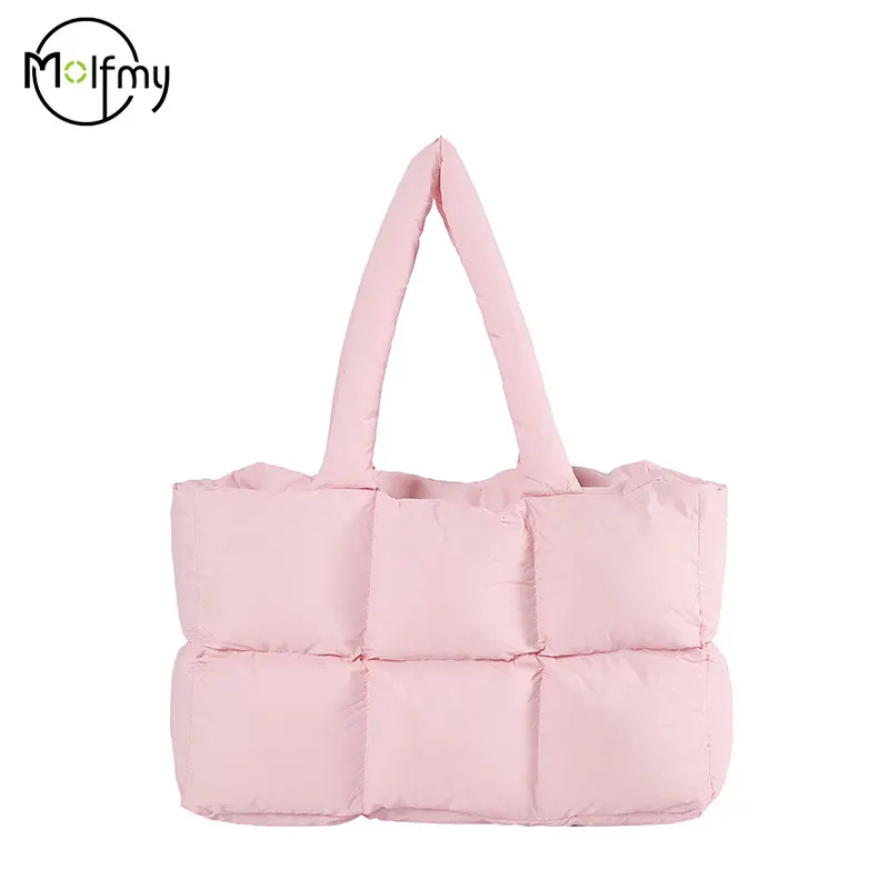 sac à carreaux matelassé pour femmes, fourre tout rétro tendance, sac à bandoulière étanche à carreaux, couleur unie, sacs doux d'hiver de grande capacité