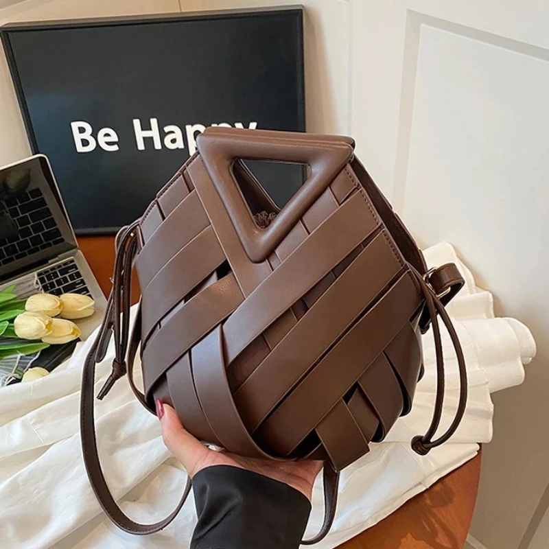 pochette tissée en pu pour femmes, sac à main tressé de luxe, haut de gamme, à la mode, sac à bandoulière élégant et minimaliste