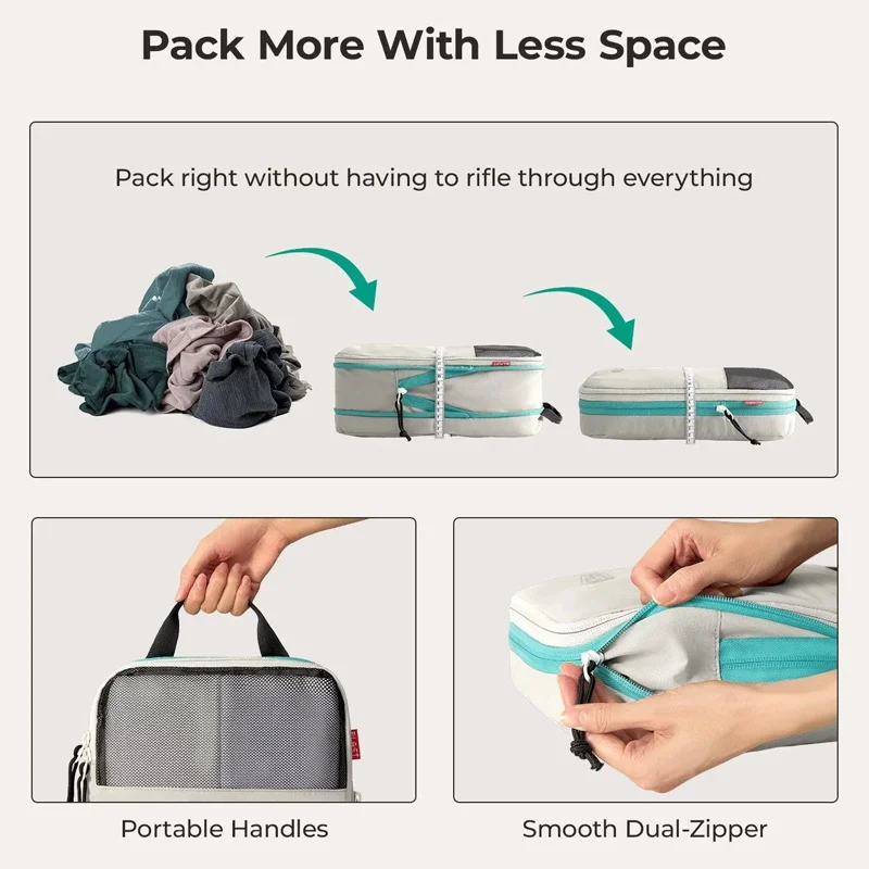 bagsmart – cubes d'emballage à compression, ensemble de voyage extensible, sac de rangement, organisateur de voyage, valise de transport de bagages, 6 pièces