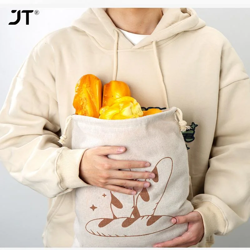 sac à pain en lin réutilisable, baguette en coton, sac de rangement à cordon de serrage, pain fait maison, frais, écologique, maintien pour baguette