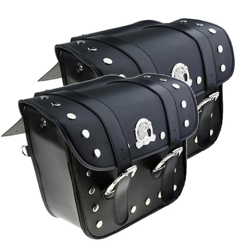une paire de sacoches de moto universelles en cuir pu style aigle moto queue bagages sacs à outils de voyage sacs latéraux