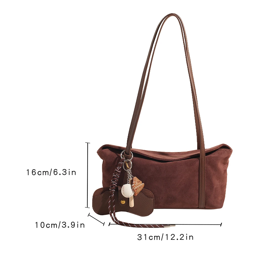 sac à main rétro hobo en daim avec poche intérieure pour femme, sacoche solide pour le travail et le shopping, nouvelle collection