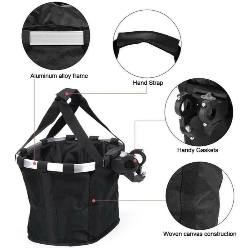 panier avant de vélo 2 en 1, petit chien de compagnie, pochette de transport détachable pour vtt, tube de guidon de cyclisme, sac à bagages pliable suspendu, charge de 5kg