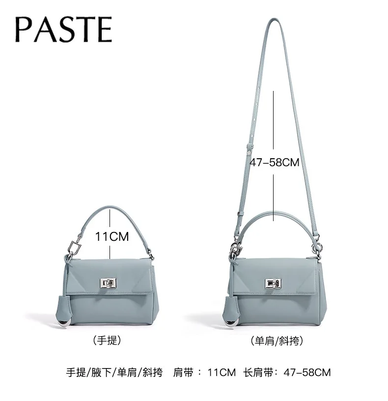 nouveau mode d'été épaule bandoulière sacs carrés petit bleu beige couleur plaine cuir de vache femmes sac à main mini